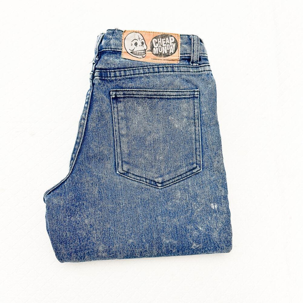 Cheap Monday Acid Wash Denim Straight Leg Jeans Zip Fly Size 29